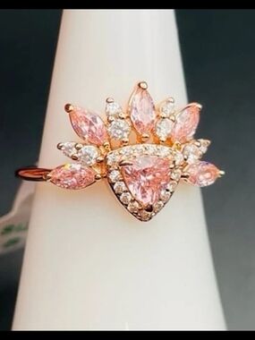 New Size 8 New Let's Begin Rose Gold Pated Lab Morganite Bomb Party Ring